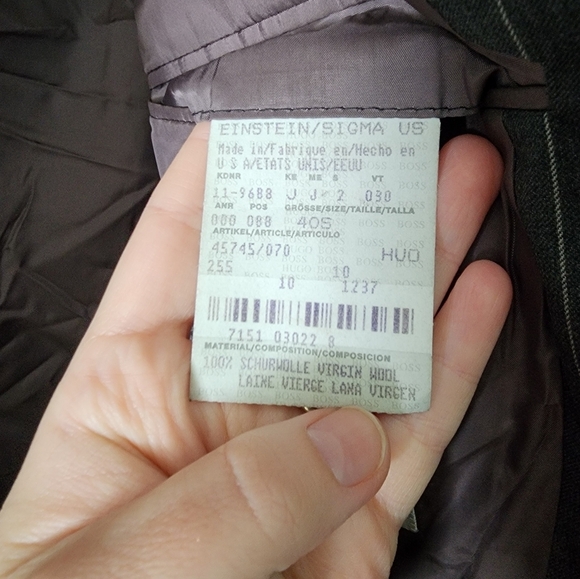 Hugo Boss Einstein Sigma Super 100 Virgin Wool Jacket Blazer Size 40S - Picture 11 of 11